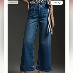 THE COLETTE DENIM CROPPED WIDE-LEG JEANS BY MAEVE